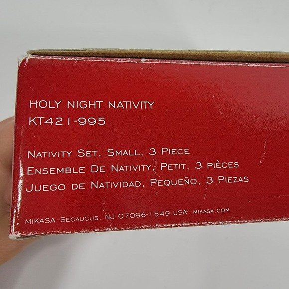 Mikasa Holy Night Nativity Set Porcelain Christmas 3 Piece Set Vintage w Box - Picture 12 of 13